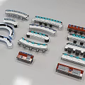 Various Control Room Console Designs With Curved Linear Shapes And Monitor Setups