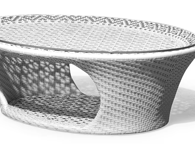 Modern Woven Coffee Table With Oval Shape And Open Storage Shelf 3d model