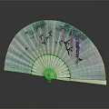 Traditional Chinese Fan Hanging Decor With Light Blue Surface And Wisteria Birds Design