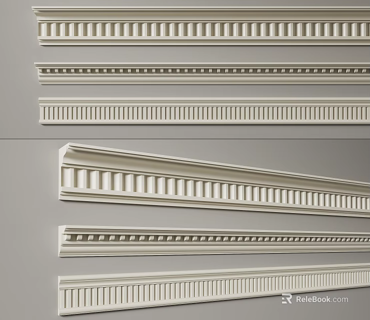 Gypsum Cornice Molding Collection With Various Decorative Patterns And Styles For Interior Design 3d model 