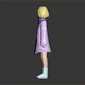 3D Animated Character Creature With Blonde Hair In Purple Coat And Blue Boots
