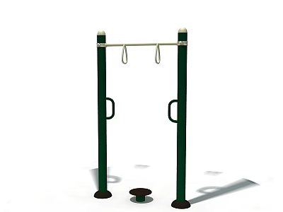 Outdoor Sports Equipment With Green Poles Horizontal Bar Hanging Rings And Side Handles 3d model
