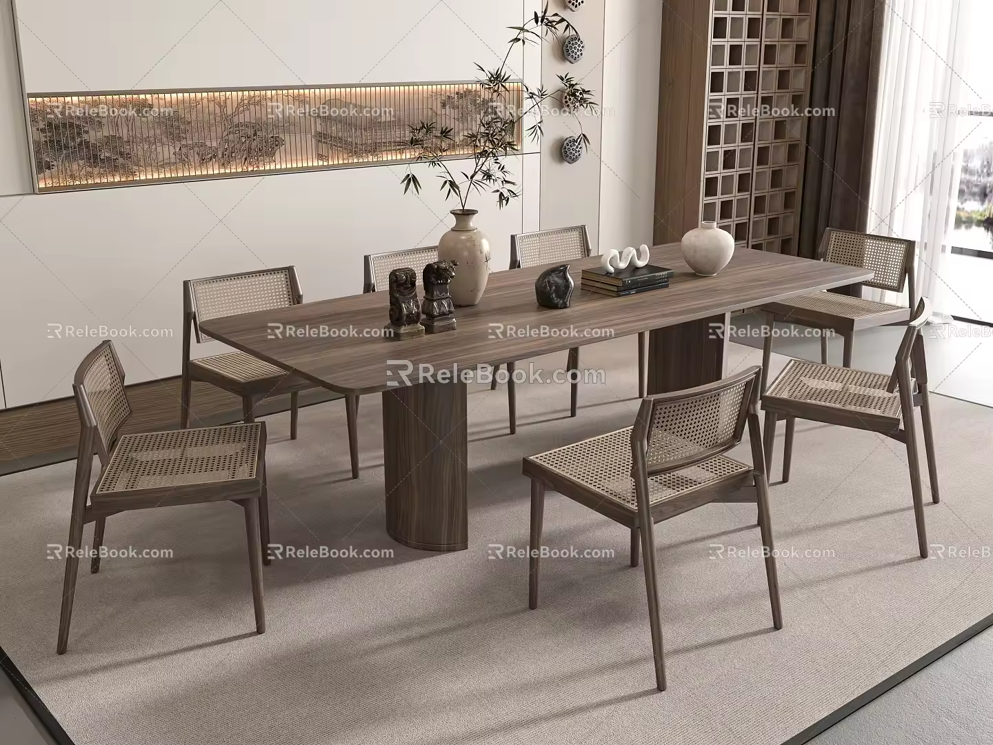 Dining table and chair combination 3d model