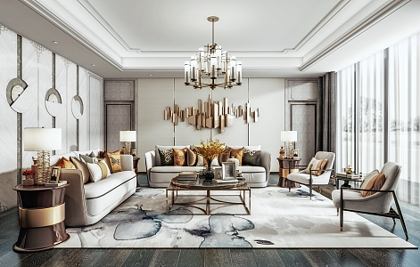 Light Luxury Living Room Living Room Sofa Coffee Table 3d model