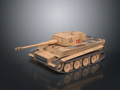 Detailed Sand Colored Military Tank With Number 13 Cannon And Tracks 3d model