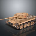 Detailed Sand Colored Military Tank With Number 13 Cannon And Tracks