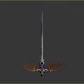 Detailed Winged Dragon Sculpture With Blue Purple Accents Light Body Red Wings And Long Tail