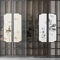 Chinese Style Partition with Lattice Design and Bamboo Pattern Decorative Panels 3d model