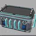 Modern Tech Equipment Storage Case With Transparent Lid Blue Gray Handle Straps And Circular Components 3d model