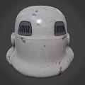 Classic White Stormtrooper Helmet With Worn Finish Black Visor And Blue Stripes
