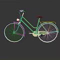 Classic Green Bicycle With Rear Rack Silver Spokes And Vintage Style Design