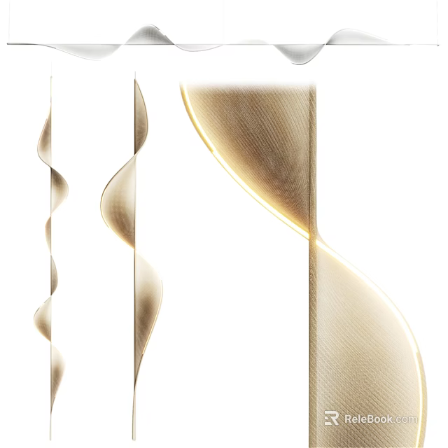 Elegant Modern Spiral Wave Golden Chandelier With Sleek Curved Design For Interior Decor 3d model 