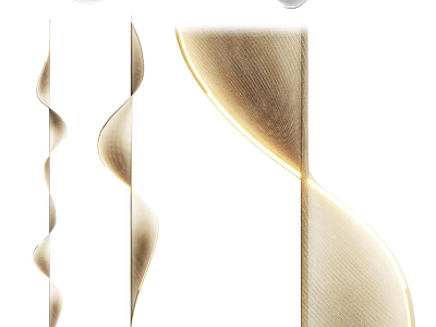 Elegant Modern Spiral Wave Golden Chandelier With Sleek Curved Design For Interior Decor 3d model
