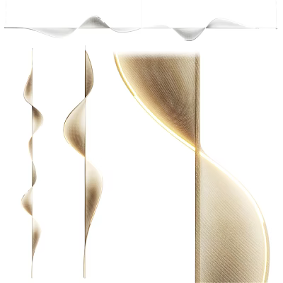 Elegant Modern Spiral Wave Golden Chandelier With Sleek Curved Design For Interior Decor 3d model