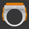 Stylish White Ring With Orange Square Patterned Top And Side Accents 3d model