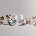 Various Plush Toys Including Cat Mouse Rabbit Owl Teddy Bear and Robot Designs