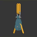 Blue And Yellow Mechanical Tool With Three Yellow Legs And Top Part