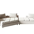 Light Beige Modern Sectional Sofa With Comfortable Cushions And Modular Design 3d model