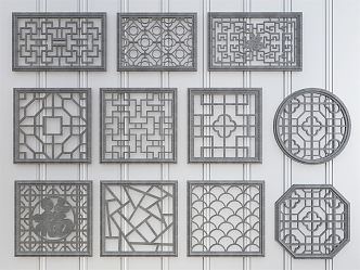 New Chinese-style openwork window openwork window grilles pane window 3d model