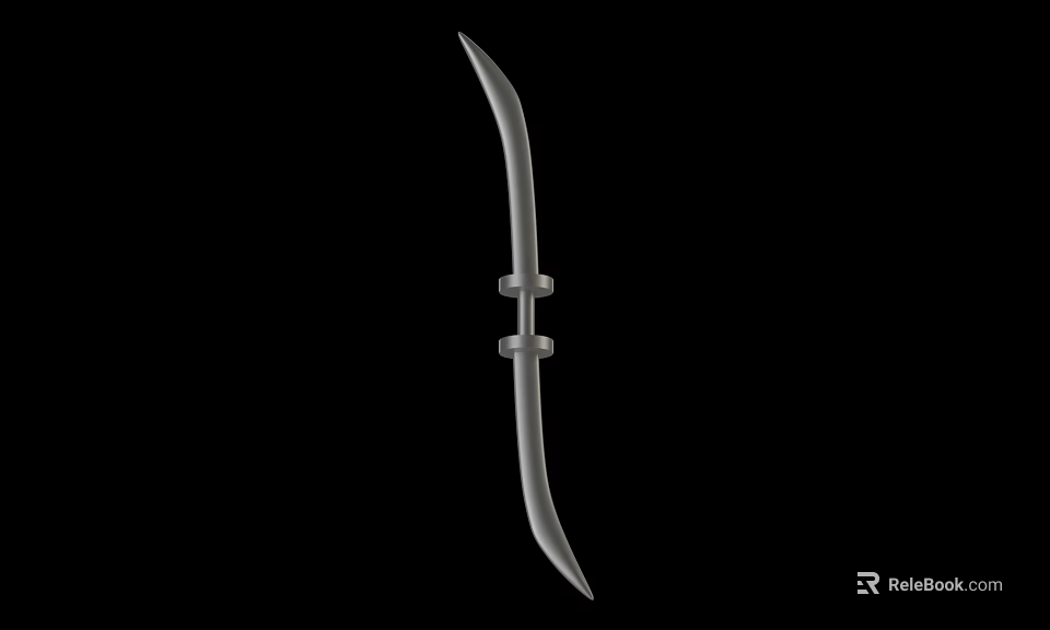 Traditional Curved Blade Weapon With Metal Hilt And Sharp Edge Design 3d model 