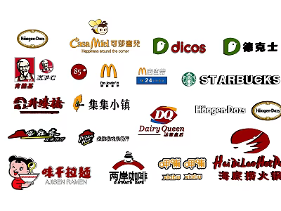 Global Collection of Well Known Fast Food and Restaurant Brand Logos 3d model