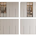 Modern Wardrobe Interior With Glass Doors Hanging Rods And Storage Compartments