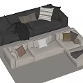 Double sofa Multi-person sofa Corner sofa 3d model