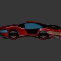 Futuristic Red Blue Car Design With Streamlined Body Transparent Roof And Illuminated Wheels