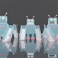 Modern Robot Shaped Playground Equipment With Light Blue Pink Slides And Playful Design