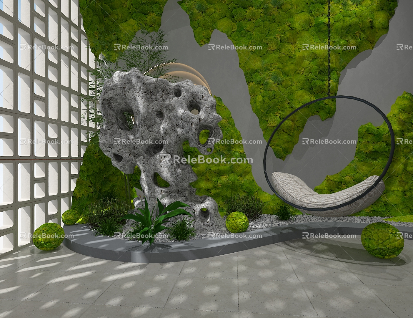 rockery taihu stone landscape sketch 3d model