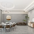 Modern private six-person round table 3d model