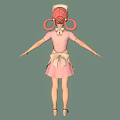 Cartoon Nurse Character With Pink Pigtails Red Cross Hat And White Apron On Green Background