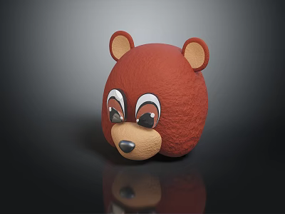 Adorable Cartoon Brown Bear Head 3D Model With Textured Surface And Cute Eyes 3d model