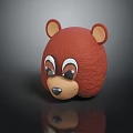 Adorable Cartoon Brown Bear Head 3D Model With Textured Surface And Cute Eyes