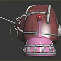 Bionic Snail 3D Model With Crimson Shell Silver Metal Strips Pink Base And Red Antenna