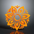Intricate Artistic Orange Symmetrical Floral Decorative Design With Petals And Circular Center