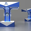 Lianfeng Modern Exhibition Booth Design With Blue White Structure And Display Screens
