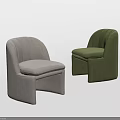 Stylish Modern Light Gray and Green Curved Backrest Upholstered Dining Chairs