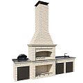 Vintage Kitchenware BBQ Oven Manganese Pot Grill Fireplace 3d model