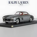 Classic Mercedes Two Door Gray Vintage Model Car on Display Stand