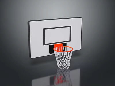 Modern White Basketball Backboard With Red Hoop And White Net Design 3d model