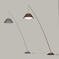 Modern Arched Floor Lamps With Conical Shades Different Colors And White Wall Background