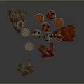 Wooden Barrel Ornamental Decor Set With Red Brown Straps And Decorative Rings