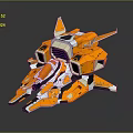 Orange And White Sci Fi Mechanical Model With Futuristic Streamlined Structure And Components 3d model