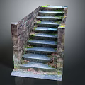 Rustic Stone Staircase With Moss Covered Steps And Stone Side Walls