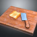 Freshly Made Crispy Toast on Wooden Cutting Board with Sharp Kitchen Knife