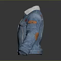 Blue Denim Jacket With Embroidered Red Flowers Orange Patches And Collar