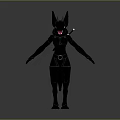 Dark Horned Game Movie Character With Sharp Fangs Black Outfit And Clawed Feet