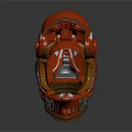 Red Futuristic Helmet Design With Mechanical Details White Stripes Interior Lining And Number 5