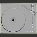 Modern Turntable With Silver Platter Metal Tonearm Wooden Base And Control Buttons